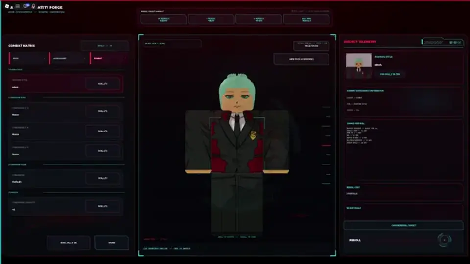 Customize panel for combat and fighting-style rerolls